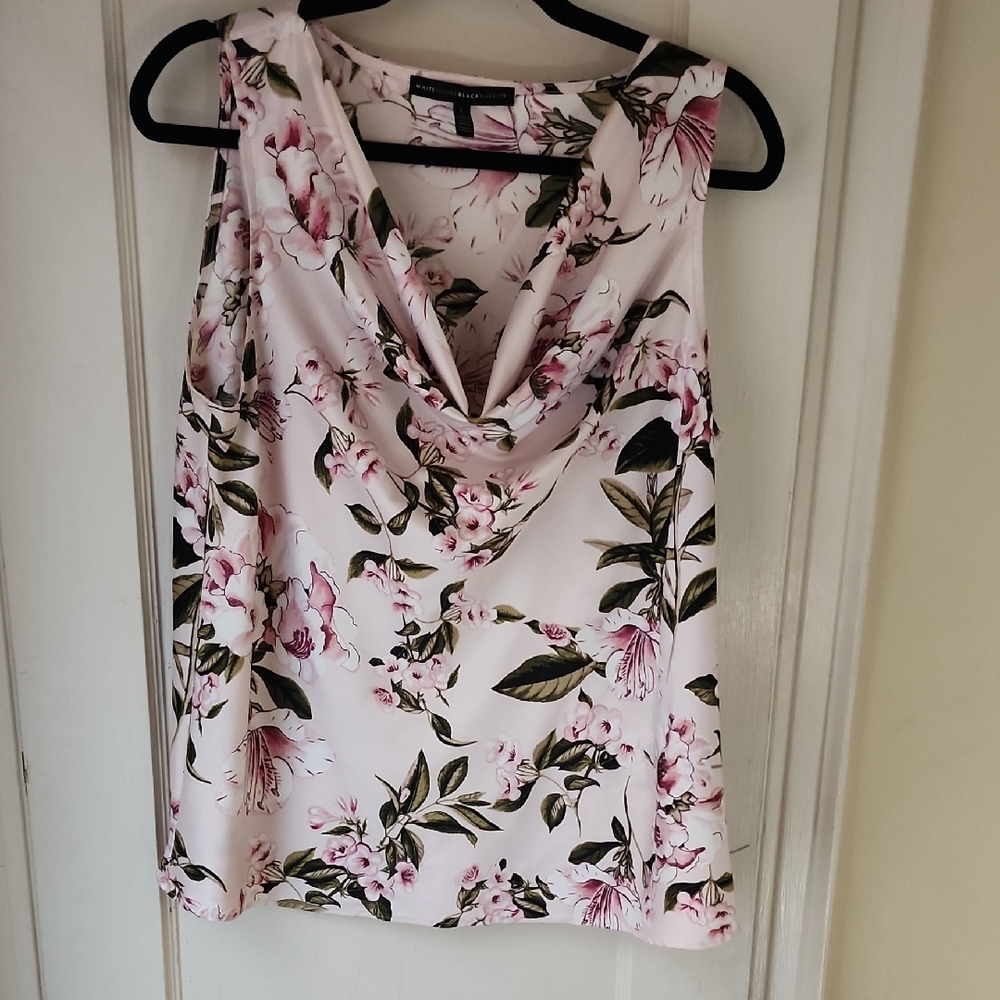 White House Black Markrt Floral Cowl Neck Camisole - Pink Floral - Picture 10 of 10